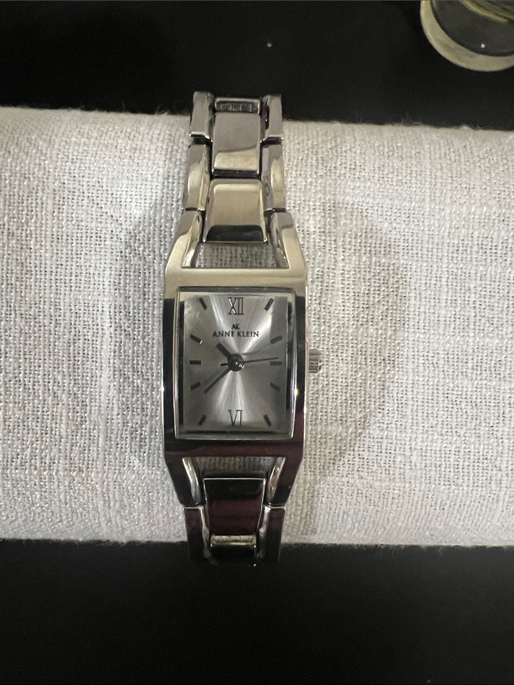 Anne Klein Silver Rectangular Link Bracelet Watch